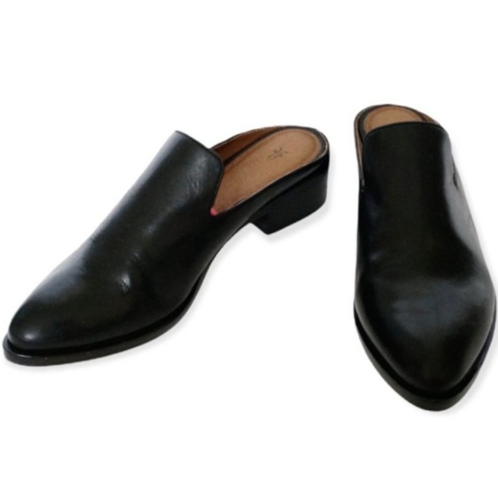 Frye Ray Mule in Black Leather